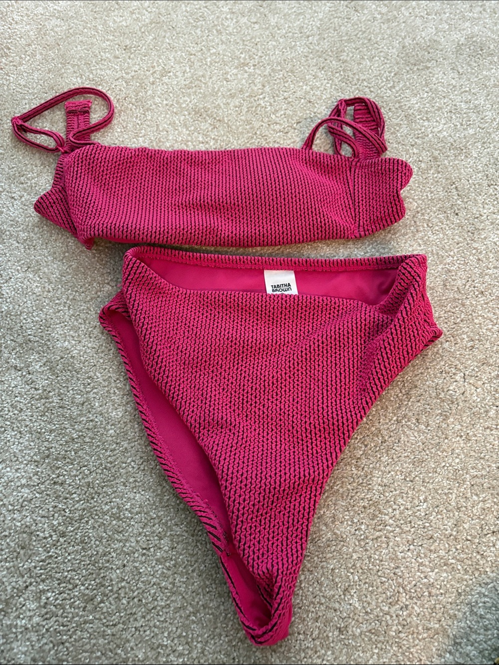 Tabitha brown Textured Fuchsia Bikini Set - bottom S, top is a medium